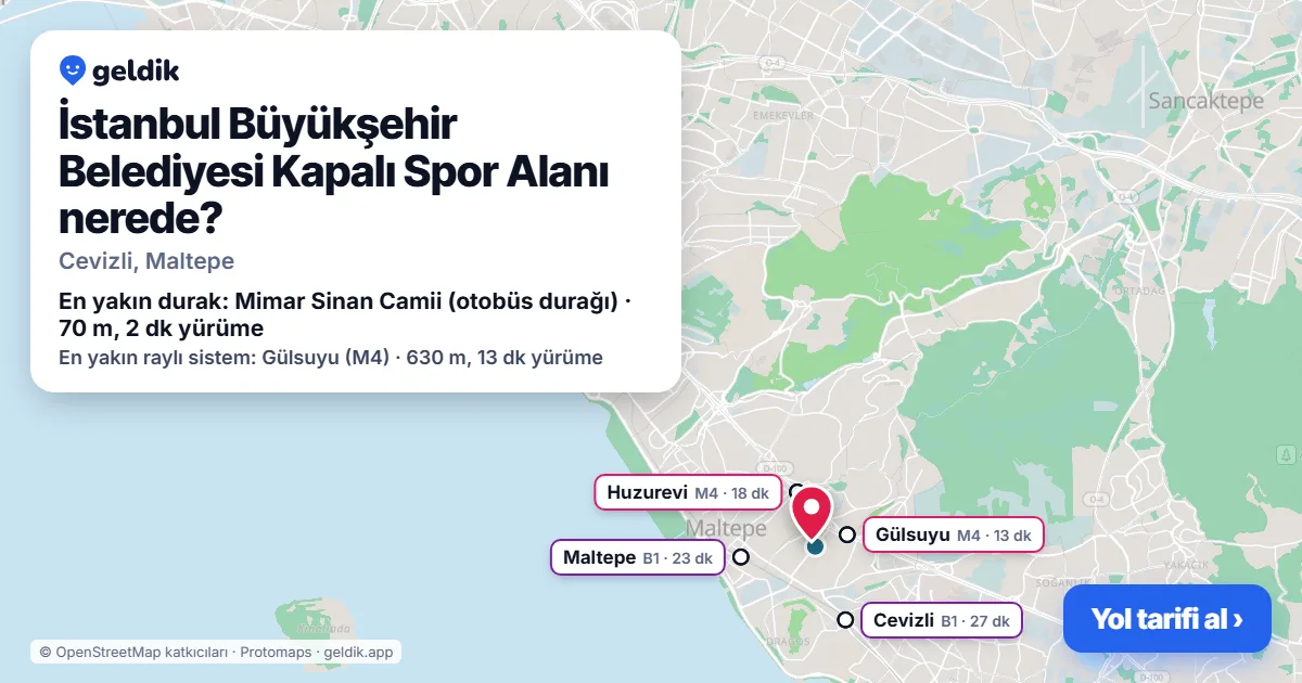 İstanbul Büyükşehir Belediyesi Kapalı Spor Alanı nerede: haritada konumu ve en yakın duraklar, yürüme süreleriyle