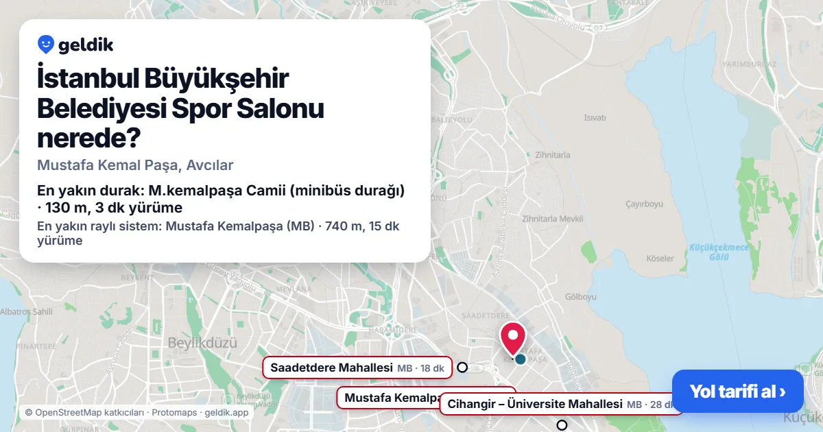İstanbul Büyükşehir Belediyesi Spor Salonu nerede: haritada konumu ve en yakın duraklar, yürüme süreleriyle