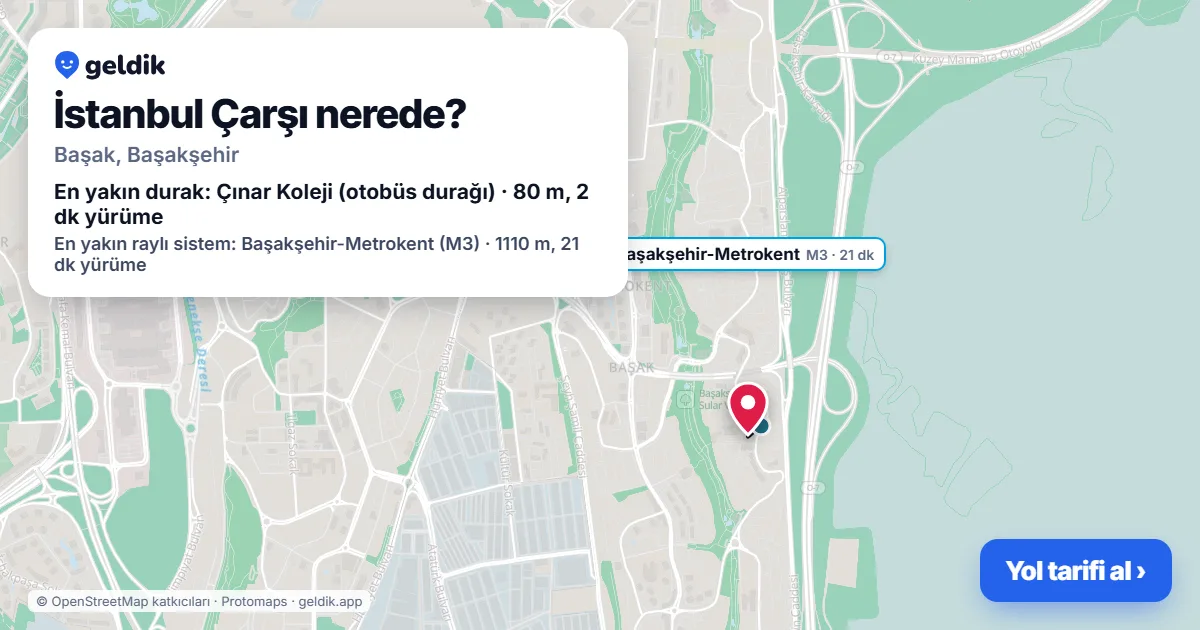 Where is İstanbul Çarşı: map with its location and the nearest stops, with walking times