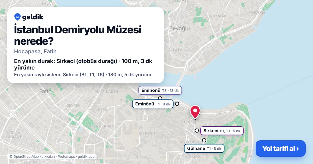 Where is Istanbul Railway Museum: map with its location and the nearest stops, with walking times
