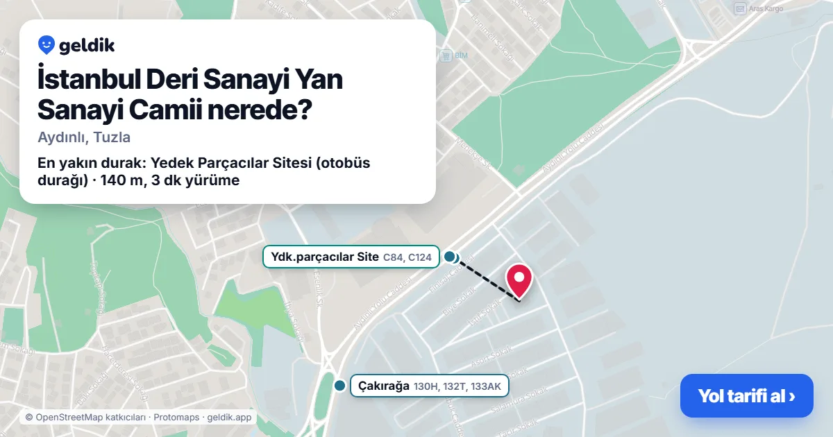 Where is İstanbul Deri Sanayi Yan Sanayi Camii: map with its location and the nearest stops, with walking times