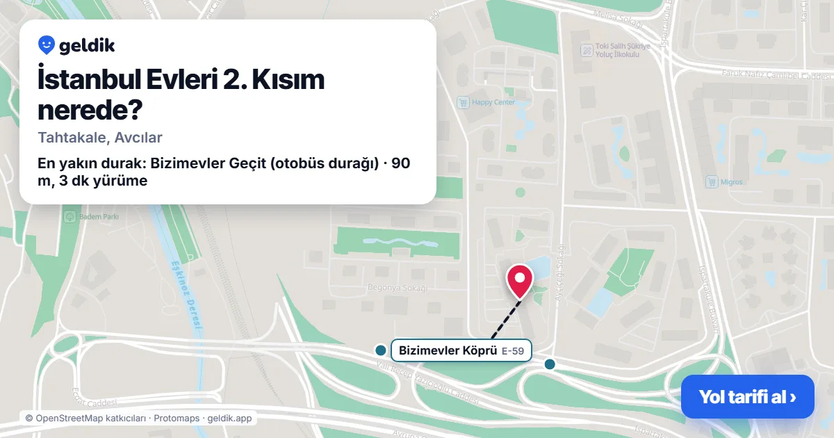Where is İstanbul Evleri 2. Kısım: map with its location and the nearest stops, with walking times