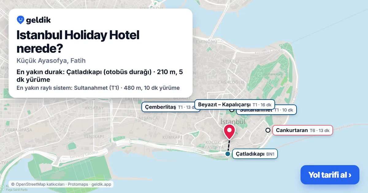 Istanbul Holiday Hotel nerede: haritada konumu ve en yakın duraklar, yürüme süreleriyle