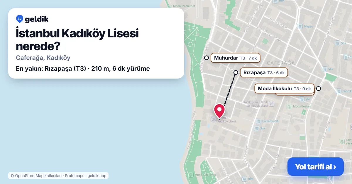 Where is İstanbul Kadıköy Lisesi: map with its location and the nearest stops, with walking times