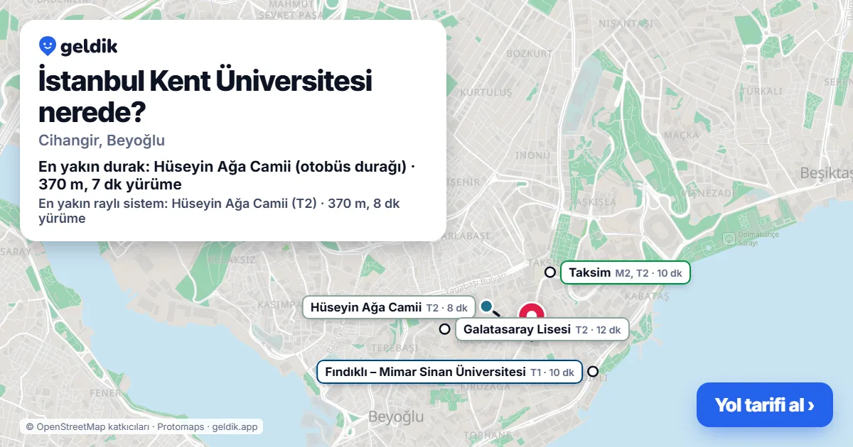 İstanbul Kent Üniversitesi nerede: haritada konumu ve en yakın duraklar, yürüme süreleriyle