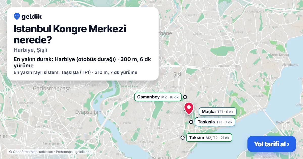 Istanbul Kongre Merkezi nerede: haritada konumu ve en yakın duraklar, yürüme süreleriyle