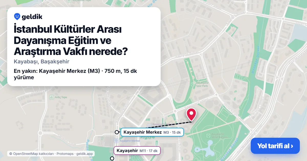 İstanbul Kültürler Arası Dayanışma Eğitim ve Araştırma Vakfı nerede: haritada konumu ve en yakın duraklar, yürüme süreleriyle