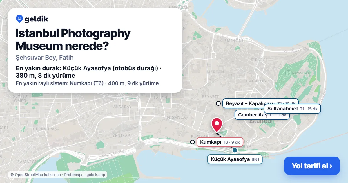 Where is Istanbul Photography Museum: map with its location and the nearest stops, with walking times