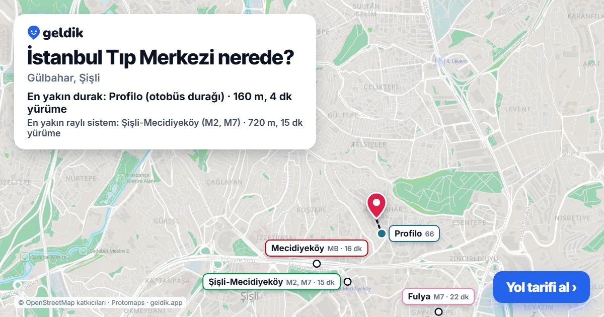 İstanbul Tıp Merkezi nerede: haritada konumu ve en yakın duraklar, yürüme süreleriyle