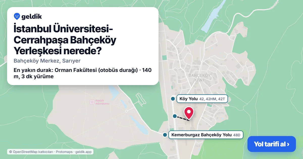 İstanbul Üniversitesi-Cerrahpaşa Bahçeköy Yerleşkesi nerede: haritada konumu ve en yakın duraklar, yürüme süreleriyle
