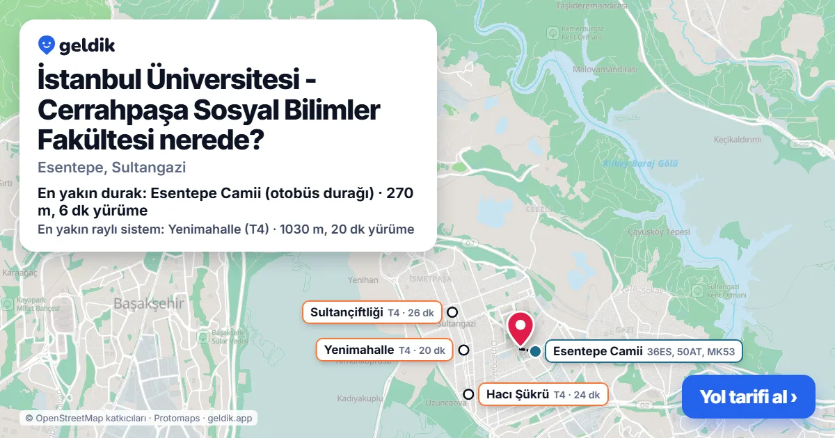 Where is İstanbul Üniversitesi - Cerrahpaşa Sosyal Bilimler Fakültesi: map with its location and the nearest stops, with walking times
