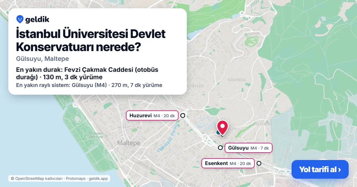 İstanbul Üniversitesi Devlet Konservatuarı nerede: haritada konumu ve en yakın duraklar, yürüme süreleriyle
