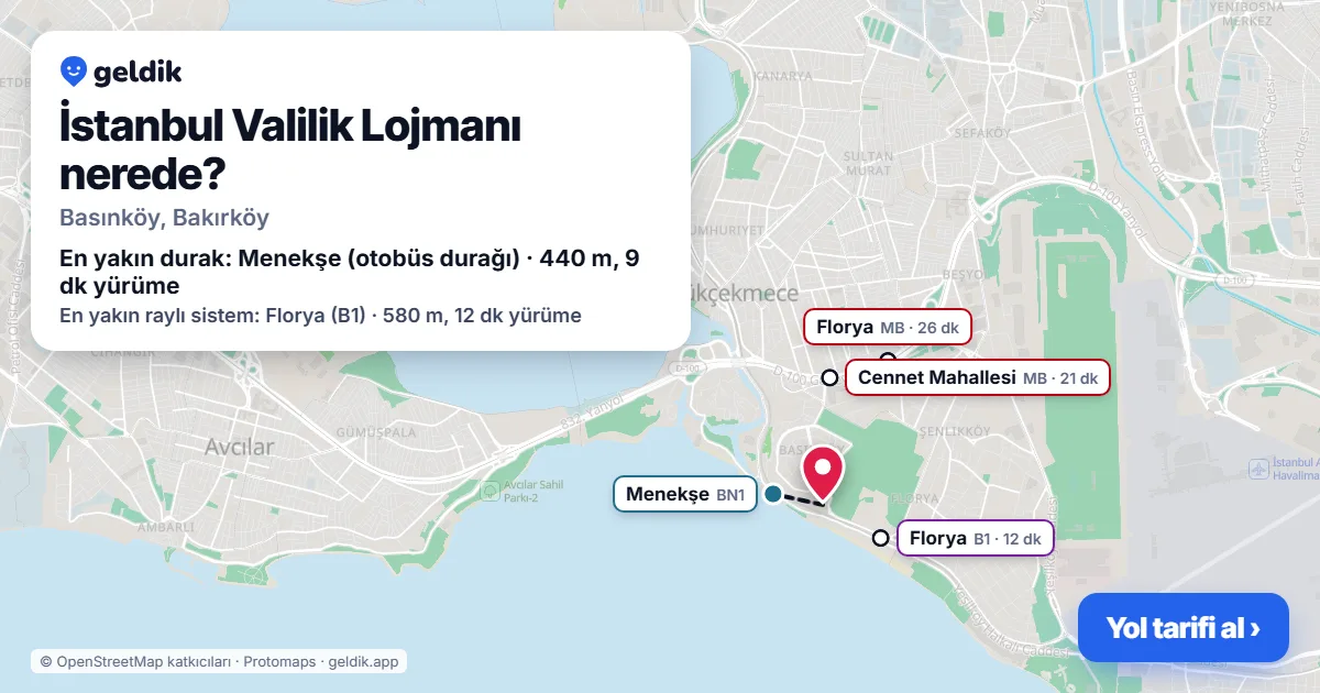 Where is İstanbul Valilik Lojmanı: map with its location and the nearest stops, with walking times