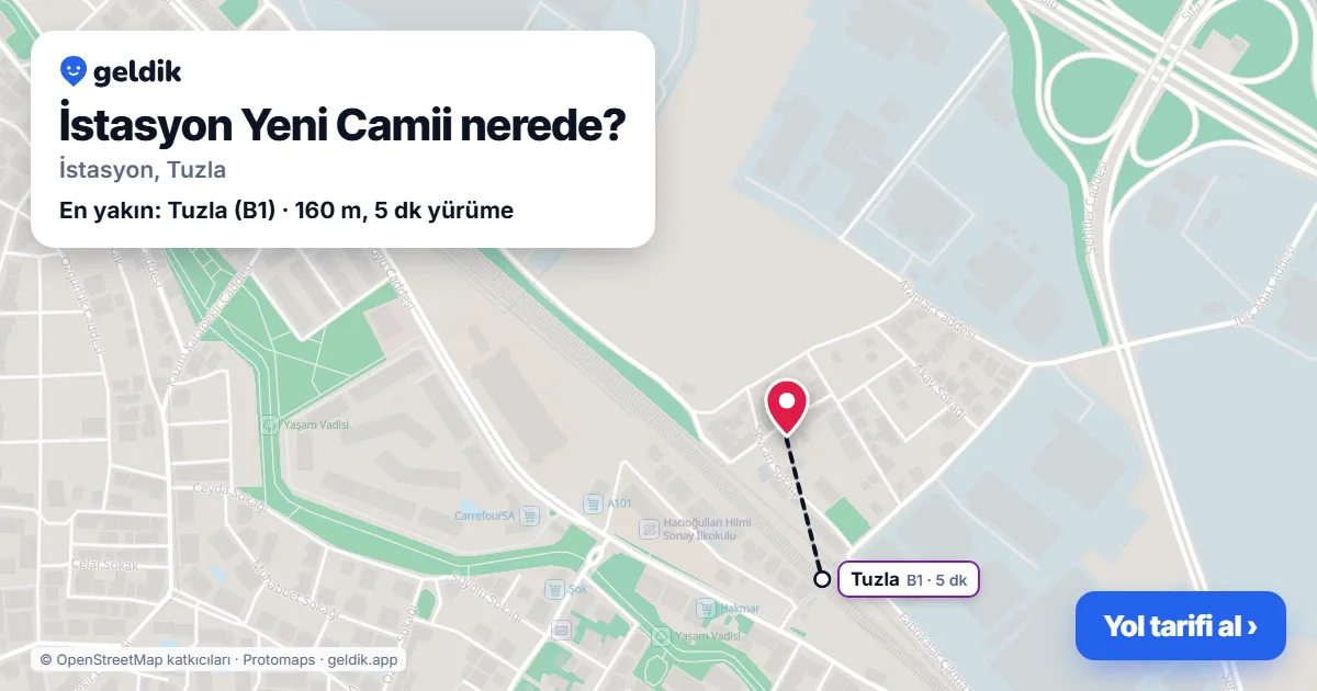 İstasyon Yeni Camii nerede: haritada konumu ve en yakın duraklar, yürüme süreleriyle