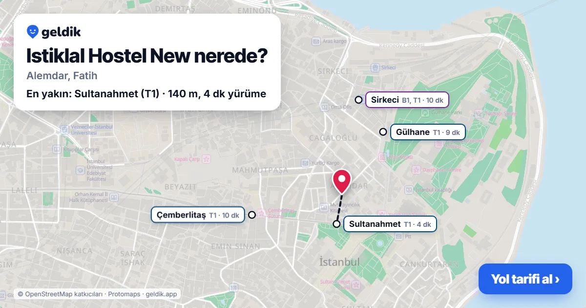 Istiklal Hostel New nerede: haritada konumu ve en yakın duraklar, yürüme süreleriyle