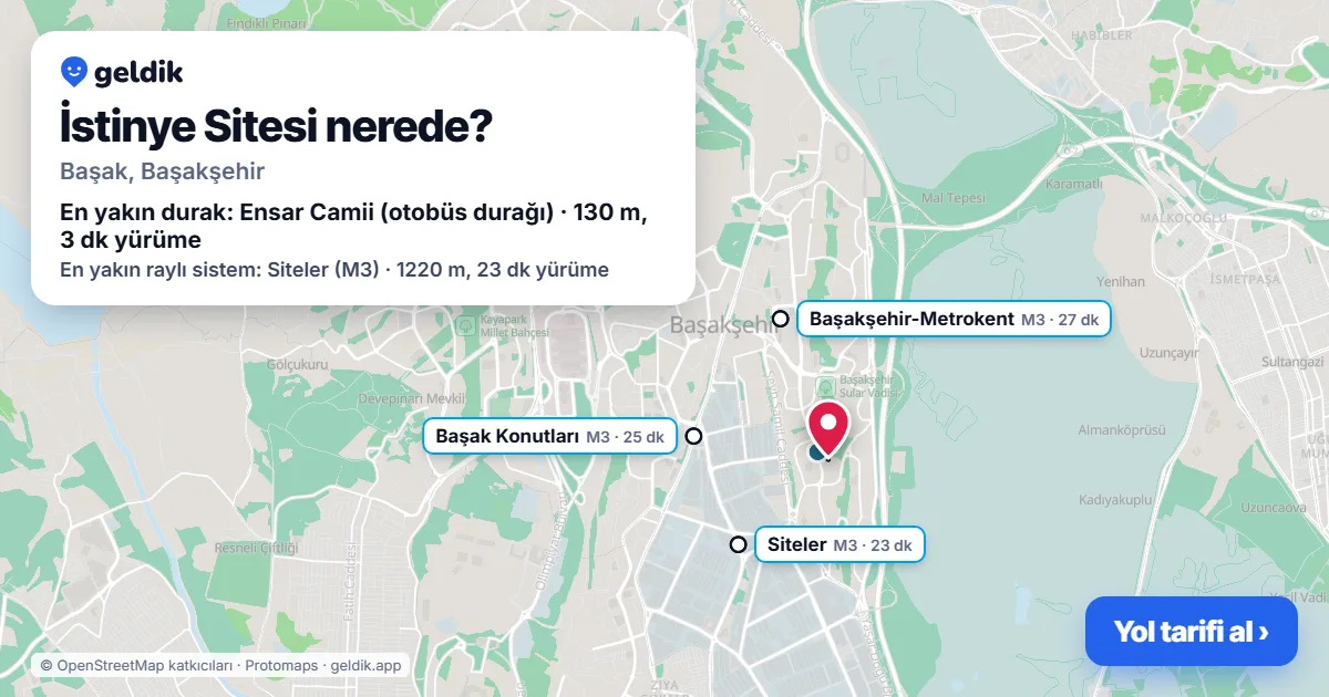Where is İstinye Sitesi: map with its location and the nearest stops, with walking times