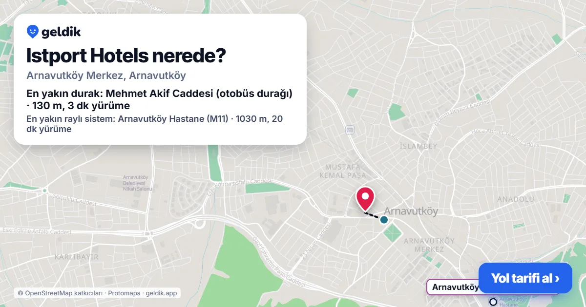 Where is Istport Hotels: map with its location and the nearest stops, with walking times