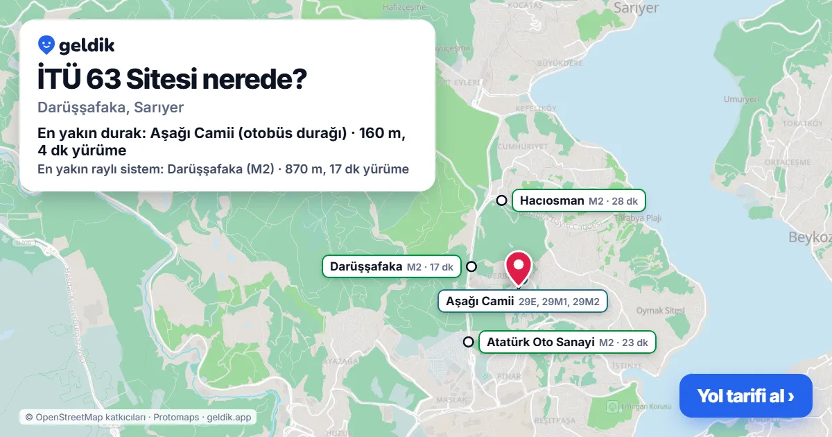 İTÜ 63 Sitesi nerede: haritada konumu ve en yakın duraklar, yürüme süreleriyle