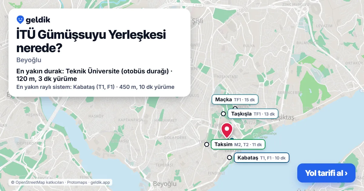 Where is ITU Faculty of Mechanical Engineering: map with its location and the nearest stops, with walking times