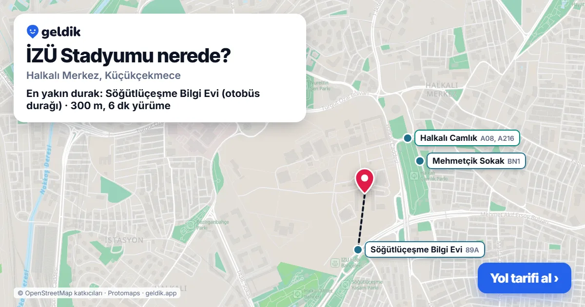 İZÜ Stadyumu nerede: haritada konumu ve en yakın duraklar, yürüme süreleriyle