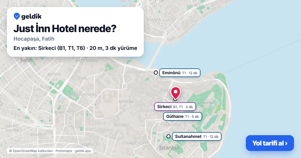 Just İnn Hotel nerede: haritada konumu ve en yakın duraklar, yürüme süreleriyle