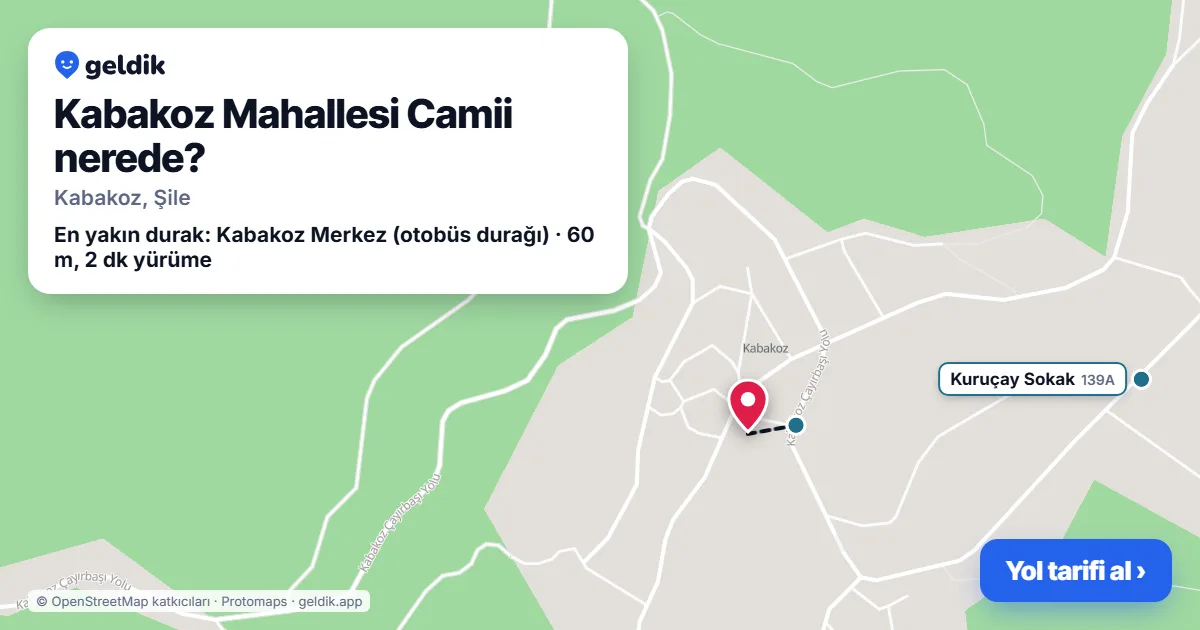 Kabakoz Mahallesi Camii nerede: haritada konumu ve en yakın duraklar, yürüme süreleriyle