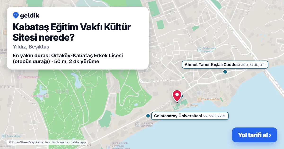 Kabataş Eğitim Vakfı Kültür Sitesi nerede: haritada konumu ve en yakın duraklar, yürüme süreleriyle