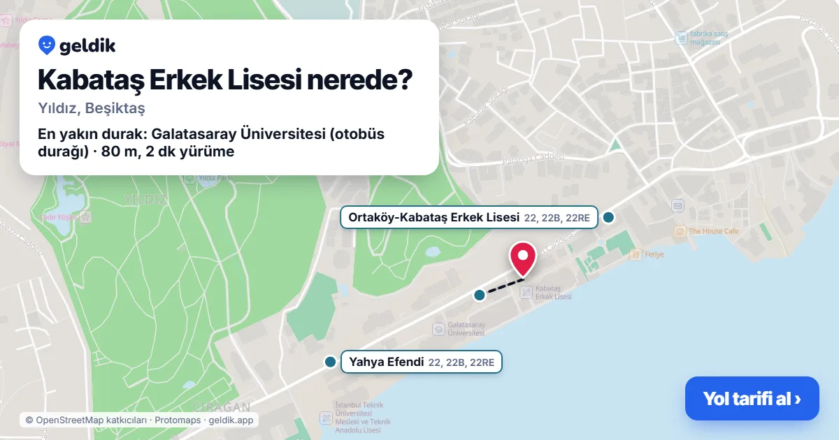 Kabataş Erkek Lisesi nerede: haritada konumu ve en yakın duraklar, yürüme süreleriyle