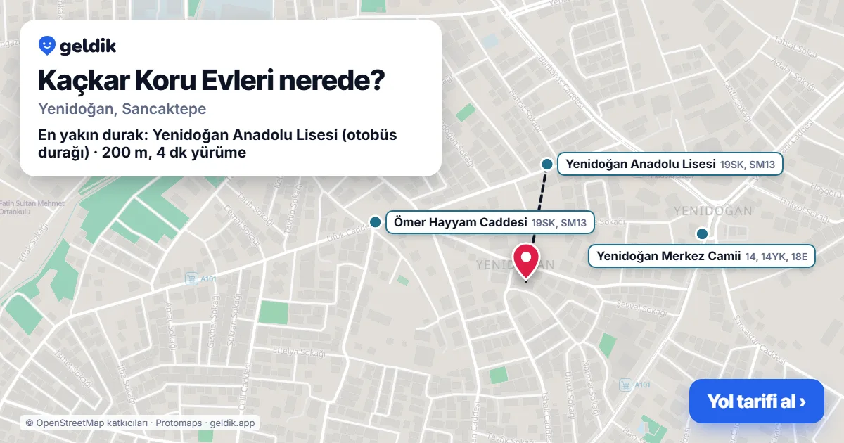 Kaçkar Koru Evleri nerede: haritada konumu ve en yakın duraklar, yürüme süreleriyle