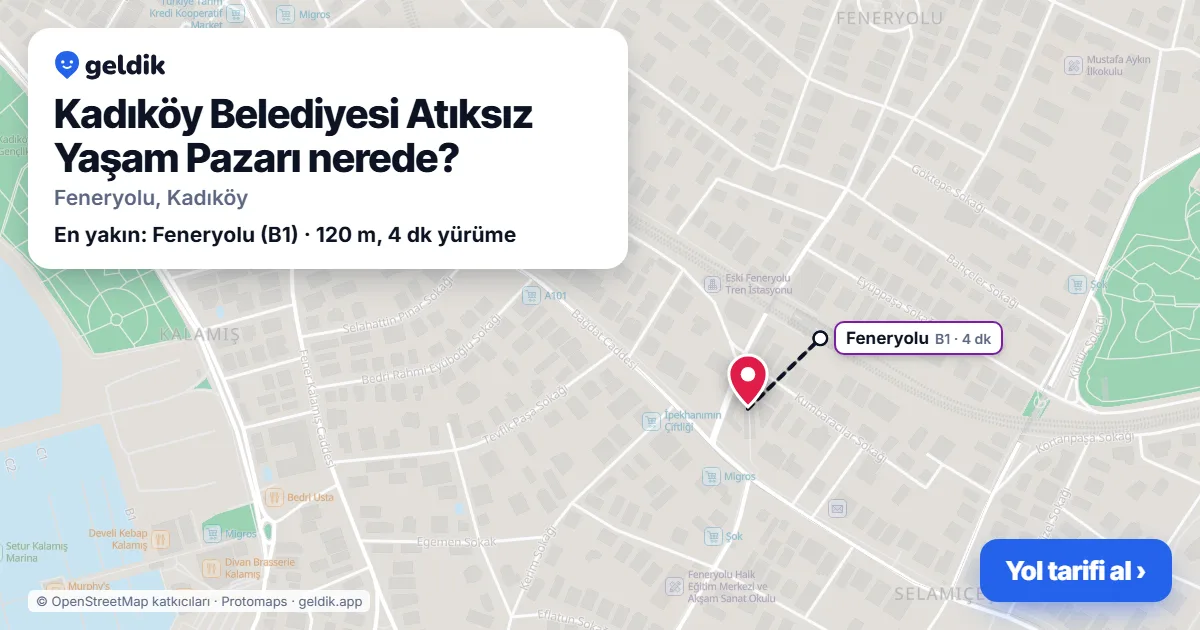 Kadıköy Belediyesi Atıksız Yaşam Pazarı nerede: haritada konumu ve en yakın duraklar, yürüme süreleriyle