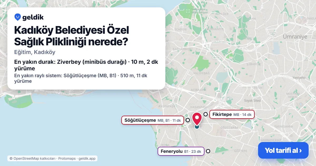 Kadıköy Belediyesi Özel Sağlık Plikliniği nerede: haritada konumu ve en yakın duraklar, yürüme süreleriyle