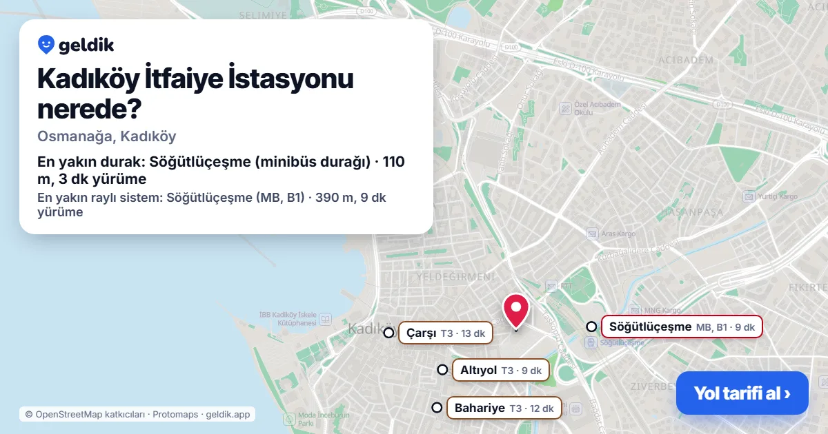 Kadıköy İtfaiye İstasyonu nerede: haritada konumu ve en yakın duraklar, yürüme süreleriyle