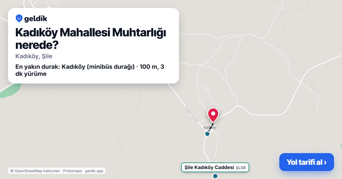 Kadıköy Mahallesi Muhtarlığı nerede: haritada konumu ve en yakın duraklar, yürüme süreleriyle