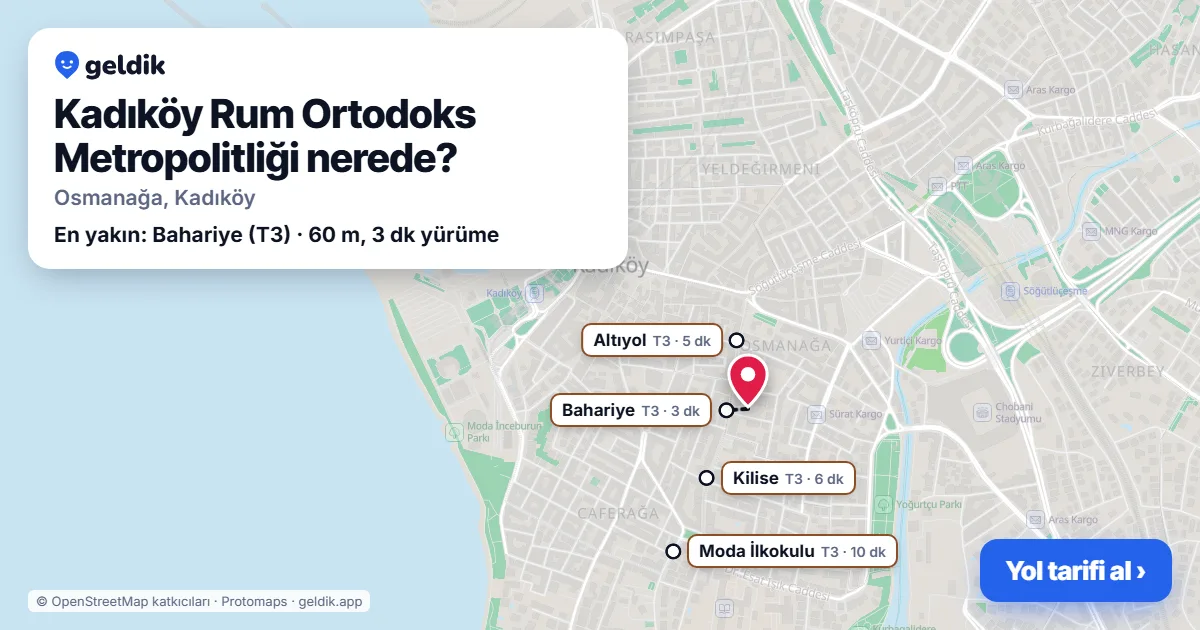 Kadıköy Rum Ortodoks Metropolitliği nerede: haritada konumu ve en yakın duraklar, yürüme süreleriyle
