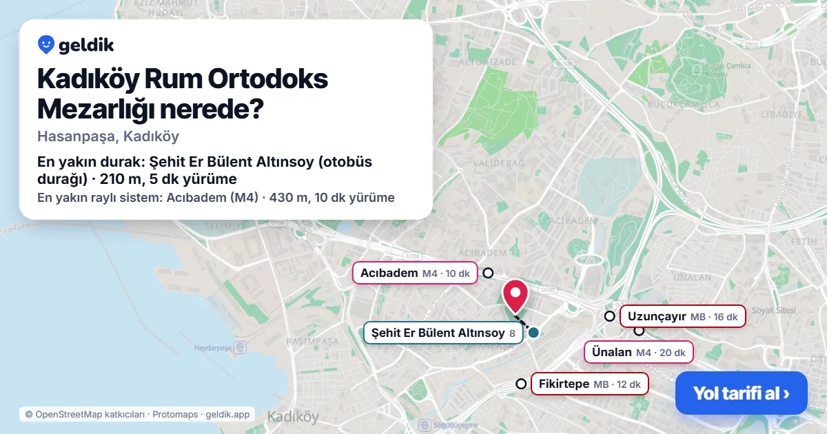 Where is Kadıköy Rum Ortodoks Mezarlığı: map with its location and the nearest stops, with walking times