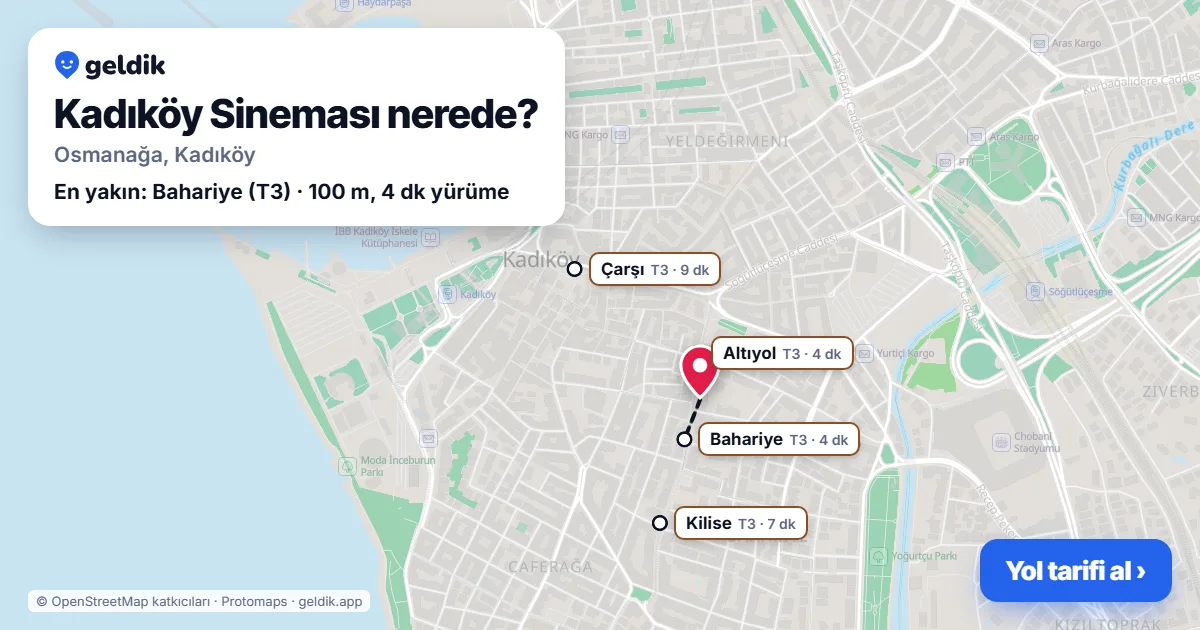 Where is Kadıköy Sineması: map with its location and the nearest stops, with walking times
