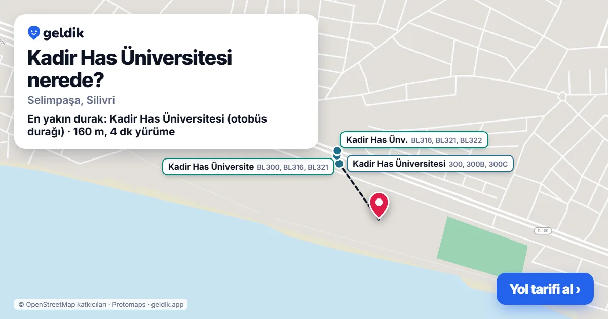 Kadir Has Üniversitesi nerede: haritada konumu ve en yakın duraklar, yürüme süreleriyle
