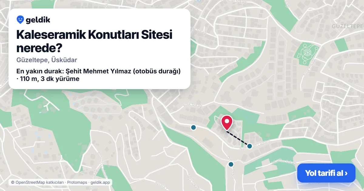 Kaleseramik Konutları Sitesi nerede: haritada konumu ve en yakın duraklar, yürüme süreleriyle