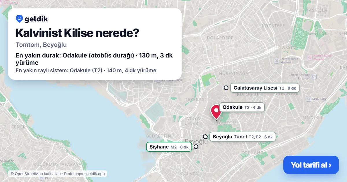 Where is Kalvinist Kilise: map with its location and the nearest stops, with walking times