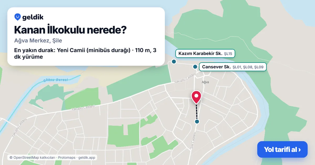 Kanan İlkokulu nerede: haritada konumu ve en yakın duraklar, yürüme süreleriyle
