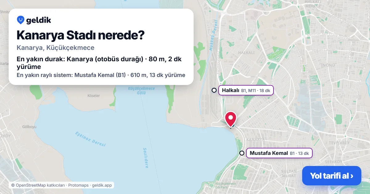 Kanarya Stadı nerede: haritada konumu ve en yakın duraklar, yürüme süreleriyle