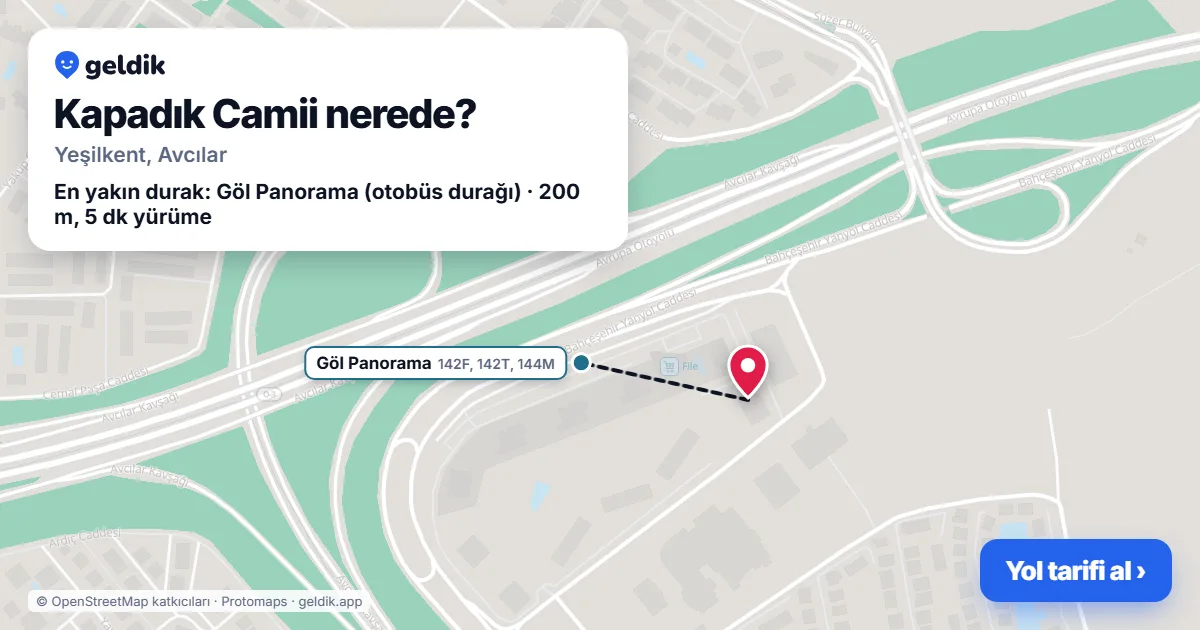 Kapadık Camii nerede: haritada konumu ve en yakın duraklar, yürüme süreleriyle