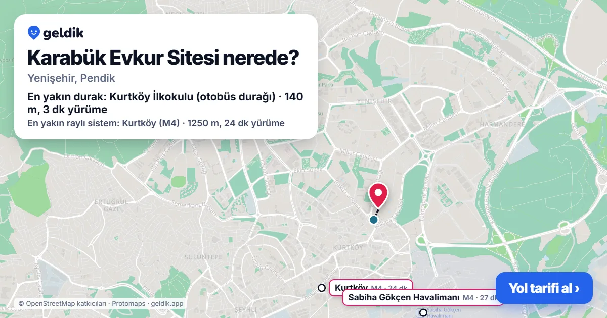 Karabük Evkur Sitesi nerede: haritada konumu ve en yakın duraklar, yürüme süreleriyle