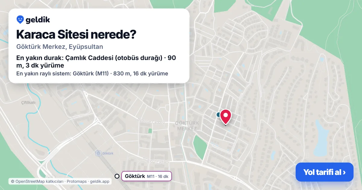 Where is Karaca Sitesi: map with its location and the nearest stops, with walking times