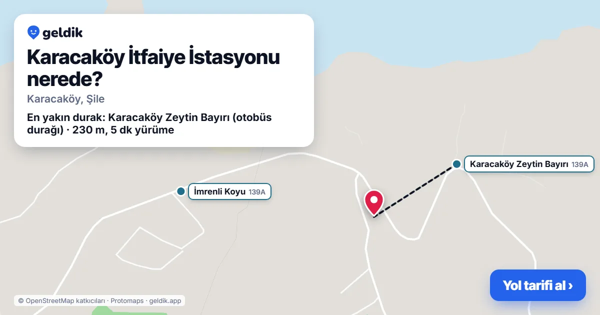 Karacaköy İtfaiye İstasyonu nerede: haritada konumu ve en yakın duraklar, yürüme süreleriyle