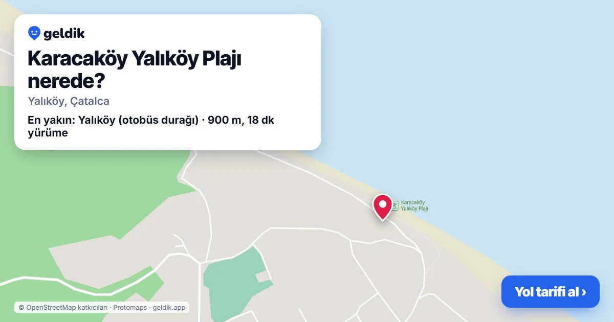 Where is Karacaköy Yalıköy Plajı: map with its location and the nearest stops, with walking times