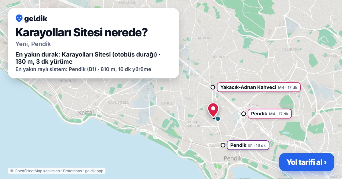 Karayolları Sitesi nerede: haritada konumu ve en yakın duraklar, yürüme süreleriyle