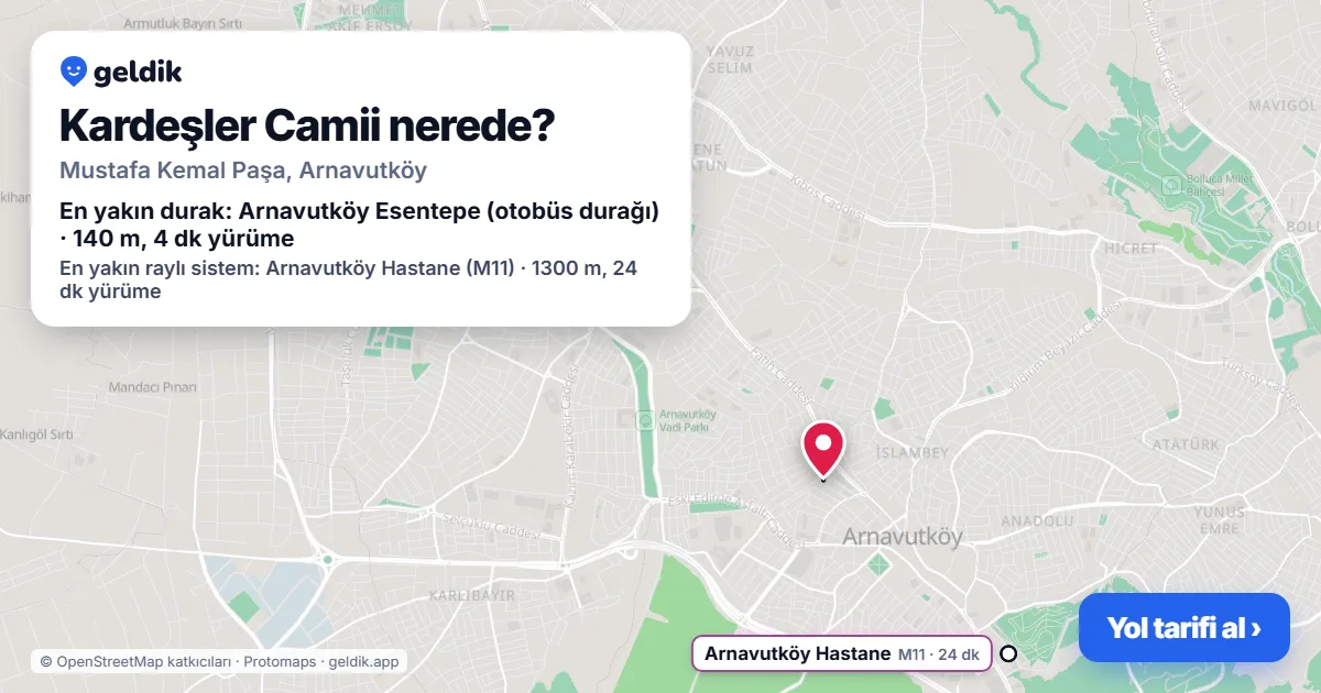 Kardeşler Camii nerede: haritada konumu ve en yakın duraklar, yürüme süreleriyle