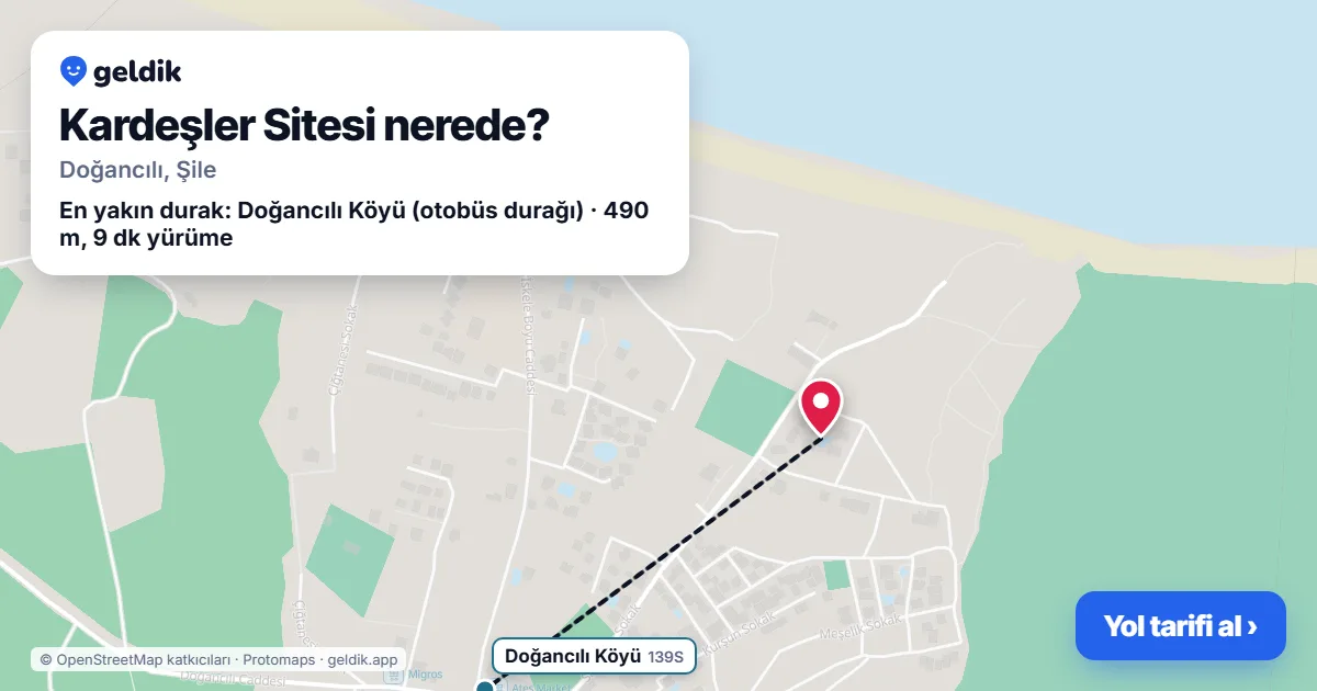 Where is Kardeşler Sitesi: map with its location and the nearest stops, with walking times