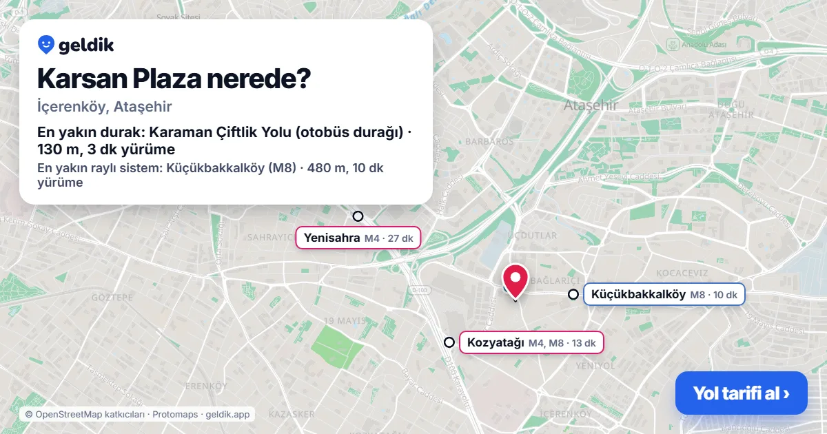 Where is Karsan Plaza: map with its location and the nearest stops, with walking times